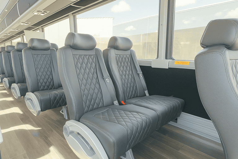 interior of Gloucester Coach Bus Service charter bus