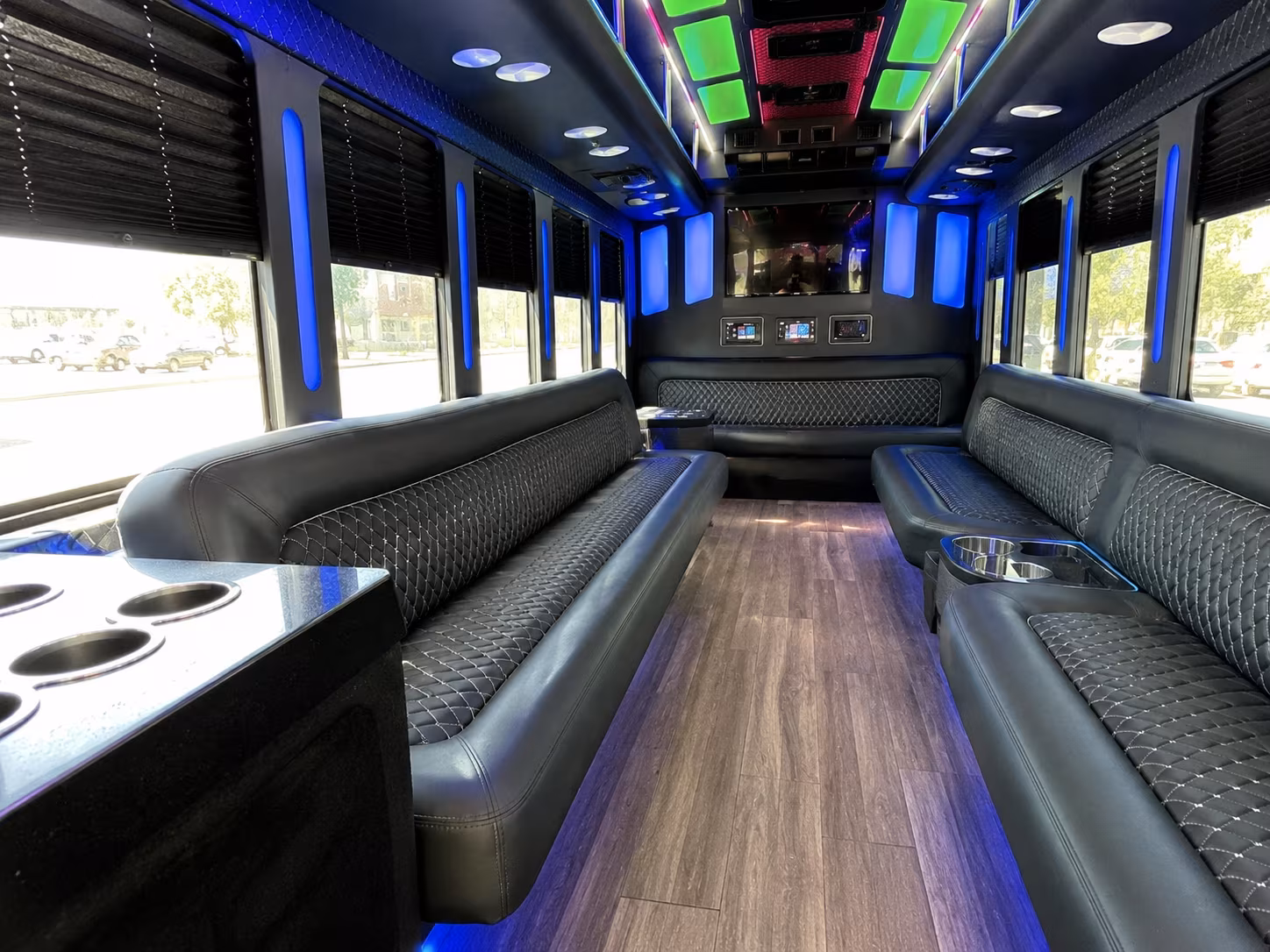 gloucester 15 passenger party bus inside