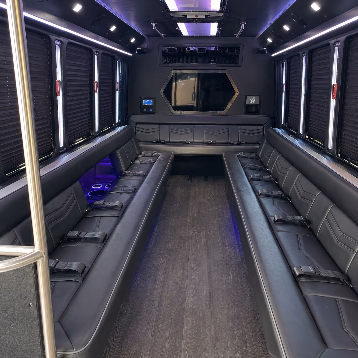 gloucester 18 passenger party bus interior