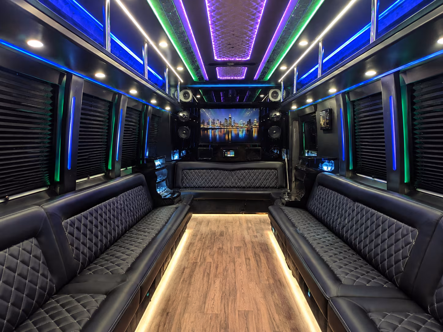 gloucester 25 passenger party bus interior