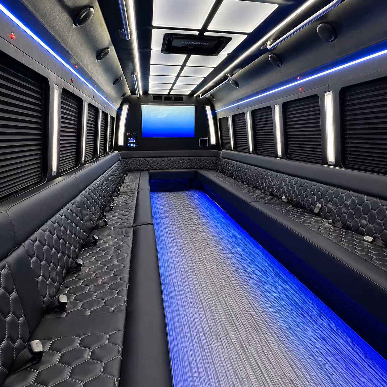 gloucester 50 passenger party bus inside